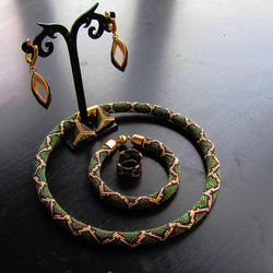 Handmade seed bead necklace - Snake jewelry
