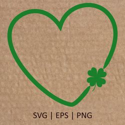 Green Four Leaf Clover Svg | St Patrick's Day SVG | Heart and Clover PNG | Cricut Svg File Digital Download | 027