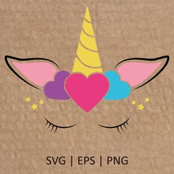 Unicorn with Heart PNG | Love Heart Svg | Unicorn SVG | Cricut Svg File Digital Download | 028