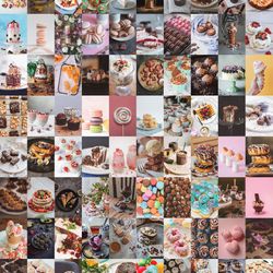 100 PCS Sweets wall collage kit DIGITAL DOWNLOAD | Dessert aesthetic Photo Collage Kit, Candy Photo Wall Collage Set 4x6