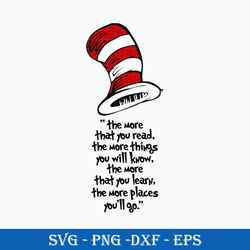 the more that you read, the more things you will know, the more that you learn, the more places you'll svg, dr.seuss svg