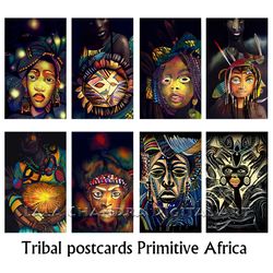 24 art cards Primitive Africa tribal style, ethnic clipart, scrapbook Printable , journaling, decoupage paper