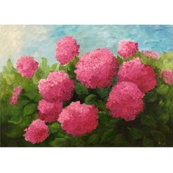 Hydrangea Painting Original Art Oil Painting Flowers Artwork Colorful Floral Painting Still Life Oil Painting
