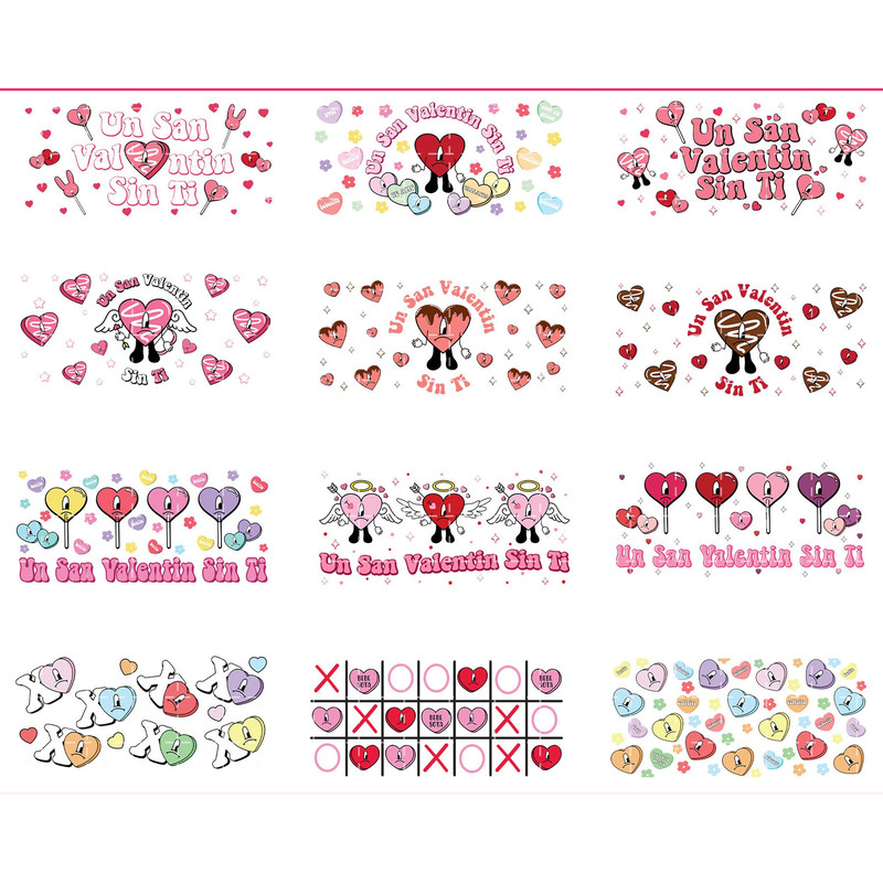25+ Valentine Bad Bunny Glass Can Wrap Png Bundle, Happy Valentine 16oz Libbey Glass Wrap 4.jpg