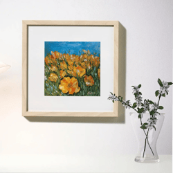 Original oil painting  Outsidepride California Poppy.  Interior painting, decor,gift