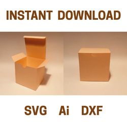 Classic Box Template, Simple Box, Square Box, Cube Box, Storage Box, Delivery Box, SVG, DXF