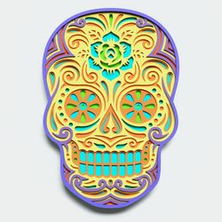 Layered Design of Sugar Skull v2 for paper and laser cutting machines
