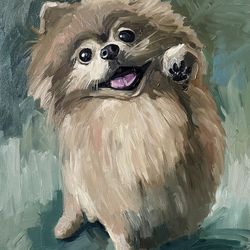 spitz dog painting portrait of an animal oil painting