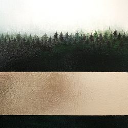 Minimalist landscape painting, Abstract forest wall art, Abstraction painting