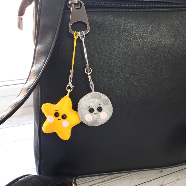 Moon-and-star-Plush-keychain