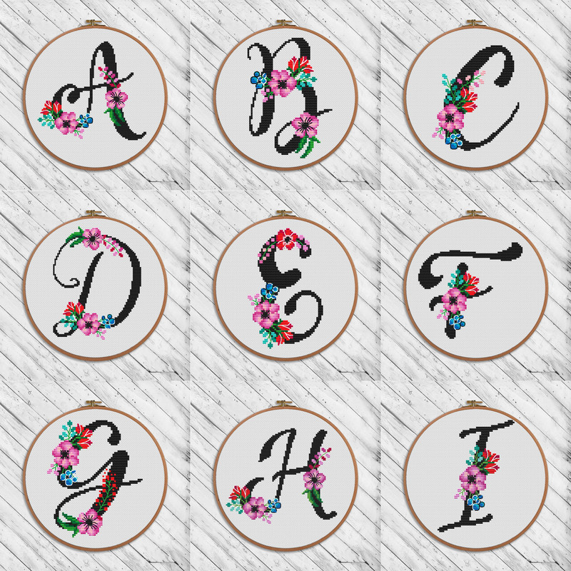 Cross stitch pattern monogram, personalized cross stitch gift.jpg