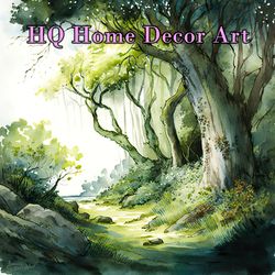 wall art "the midday forest", living room decor, printable poster, canvas,  digital download