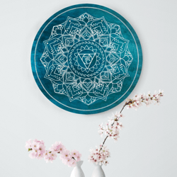 spiritual art round mandala vishuddha chakra sacred geometry art meditation art