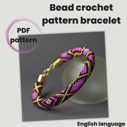 pdf bead crochet pattern, pdf file, rope bead crochet pattern, seed beads bracelet pattern