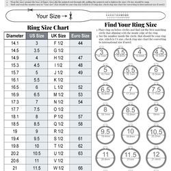 Printable Ring Sizer | Ring Size Finder | Ring Size Measuring Tool | International Ring Size Chart| Measure Ring Sizer