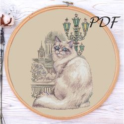 Cross stitch pattern Petersburg Cat cross stitch design for embroidery pdf
