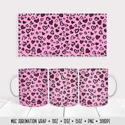 heart leopard mug sublimation wrap. valentine day mug