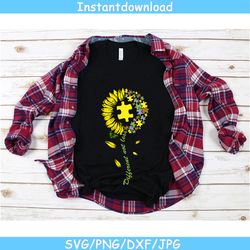 different not less svg, autism mom are my sunshine svg, you are my sunshine sunflower autism mom svg, png, dxf, vector