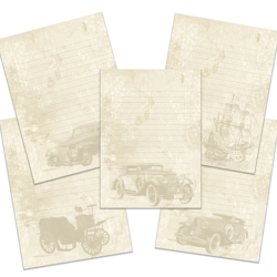 Stationery paper pack, Horses Printable stationery, Cars printable paper, Ship paper pack, Paper Scrapbook