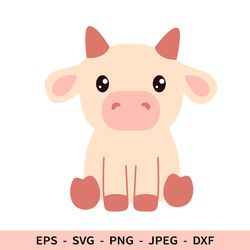 Cute Cow Svg Farm Animal Dxf File for Cricut Colorful Cow Face Png
