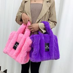 2023 Designer Large Fur Bag for Women Luxury Bags Fall Winter Plush Shoulder Bag