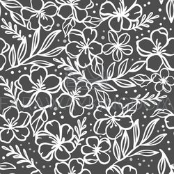 FLOWER FABRIC Floral Monochrome Vector Seamless Background