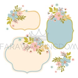 flower frames hand drawn modern isolated template vector set