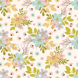 flower meadow hand drawn seamless pattern vector illustration