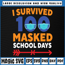 100 day of school svg png, i survived 100 days of masked school svg, 100th day of school, digital download