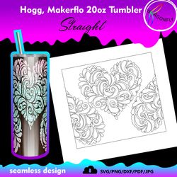 Floral Heart Burst Template for Hogg, Makerflo, and Other 20oz Straight Tumblers - 179