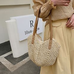 Large Straw Bag 2023 Rattan Handbags Fashion Shoulder Bag Boheme Summer Vacation Casual Handmade Woven Handbags Travel T