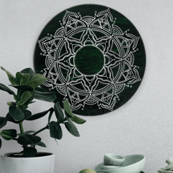 White green mandala Spiritual wall art Symmetrical pattern Meditation ethnic art