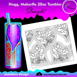 Floral Heart Burst Template for Hogg, Makerflo, and Other 20oz Straight Tumblers - 180