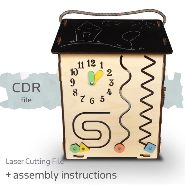 Busy House CDR, Busy house, Laser cutting, Busy board, Montessori toy - Inspire Uplift