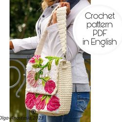 Bag and backpack with roses crochet Irish lace , crochet motif , crochet flower pattern , bag crochet , crochet pattern