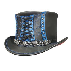 Steampunk Corset Pinched Crown Leather Top Hat