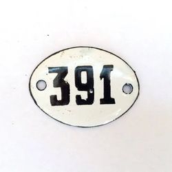 apartment door number sign 391 soviet enamel metal vintage address plate