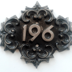 Address cast iron number plaque 196 vintage door metal number plate
