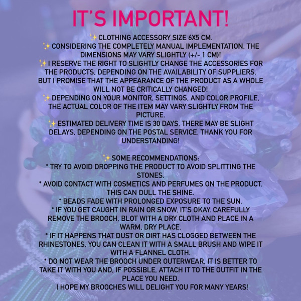 important information about the brooch "Bouquet"