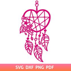 Heart dream catcher SVG, boho chic wedding decor