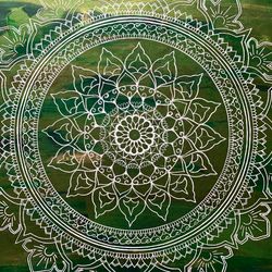 White green mandala Sacred geometry painting Meditation esoteric symbolic art