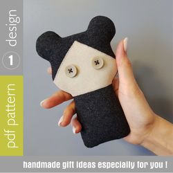 Mini doll sewing pattern PDF digital tutorial in English, rag doll sewing diy