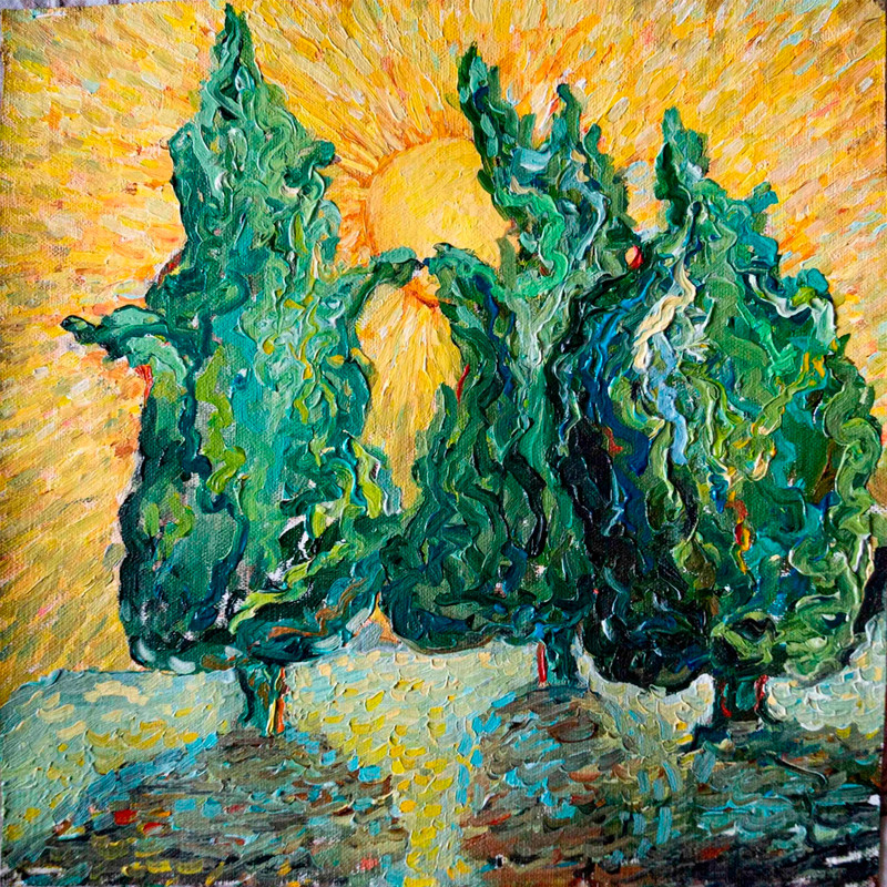 Tuscany Oil Painting , Original painting,Tuscan Landscape, Original Oil Canvas, Tree Wall Art , Van Gogh Art-11.jpg