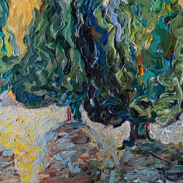 Tuscany Oil Painting , Original painting,Tuscan Landscape, Original Oil  Canvas, Tree Wall Art , Van Gogh Art-12.jpg