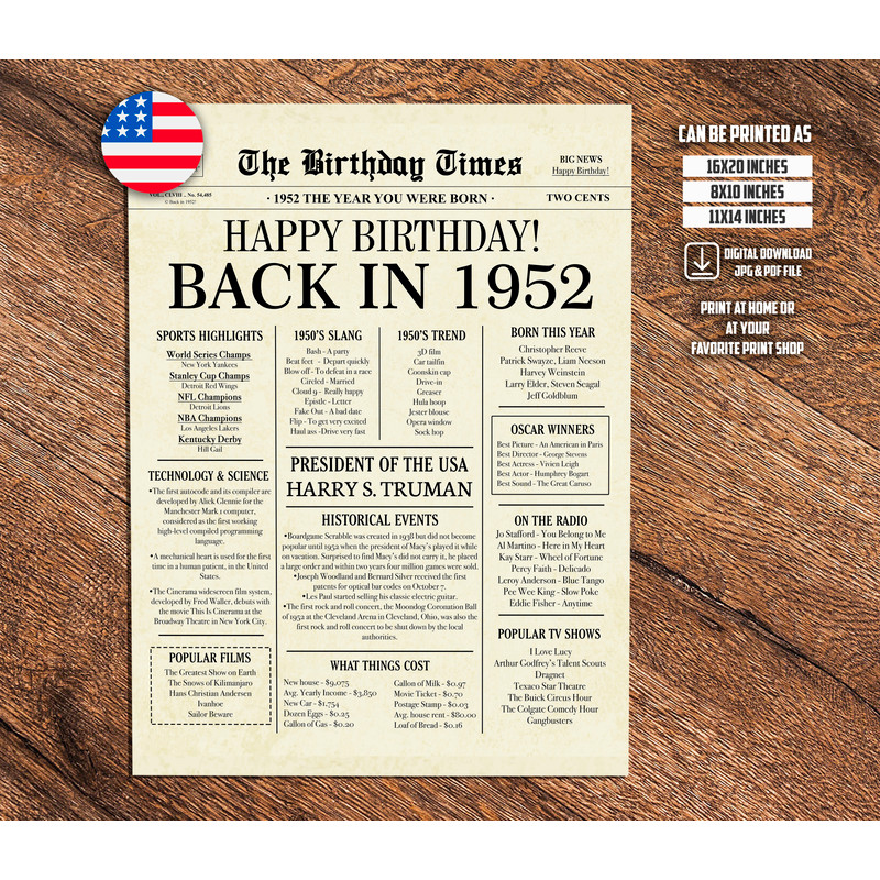 1952 birthday poster