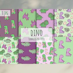 Dinosaurs Seamless Pattern / Cute Dinosaurs Digital Paper Pack JPG / Kids Baby Pattern / Dino Textile and Wallpaper