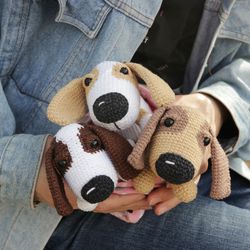 Crochet Beagle Dog pattern, Amigurumi dog pattern, Basset hound dog, pocket puppy