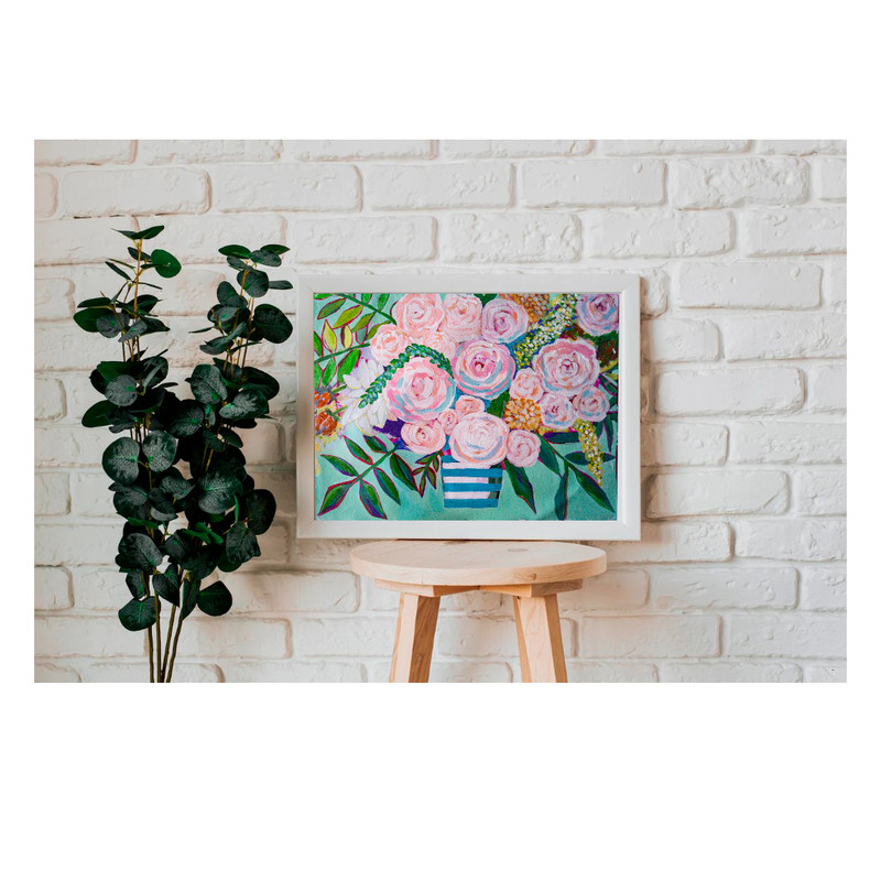 Rose Bouquet ,Painting Floral, Original Art ,Bouquet ,Acrylic Paintings, Pink Flowers Art,Roses Shabby Chic.jpg