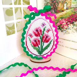 TULIPS EASTER EGG Ornament cross stitch pattern PDF by CrossStitchingForFun Instant Download, EASTER EGG COLLECTION