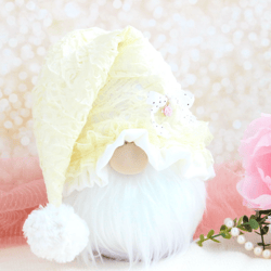Shabby chic Decor, Gnome , Lace ornament, Gift idea for mom